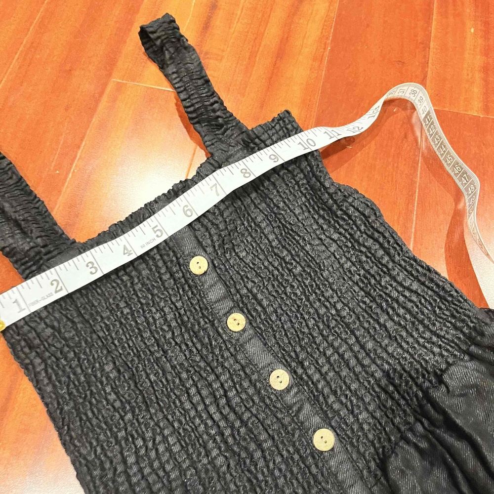 Chaser Black Linen Blend Dress Button Front Sleeveless Smock Bodice Size Medium - Picture 6 of 7